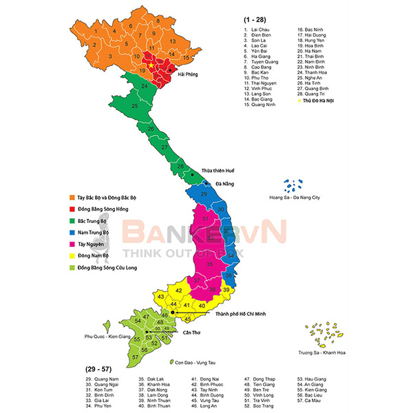 Bản đồ diện tích các tỉnh thành Việt Nam